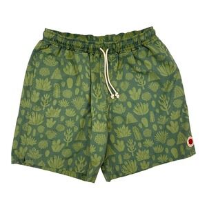 Mollusk Swim Trunks Mens Size Large Green Cactus Print Desert Swimwear Swimsuit